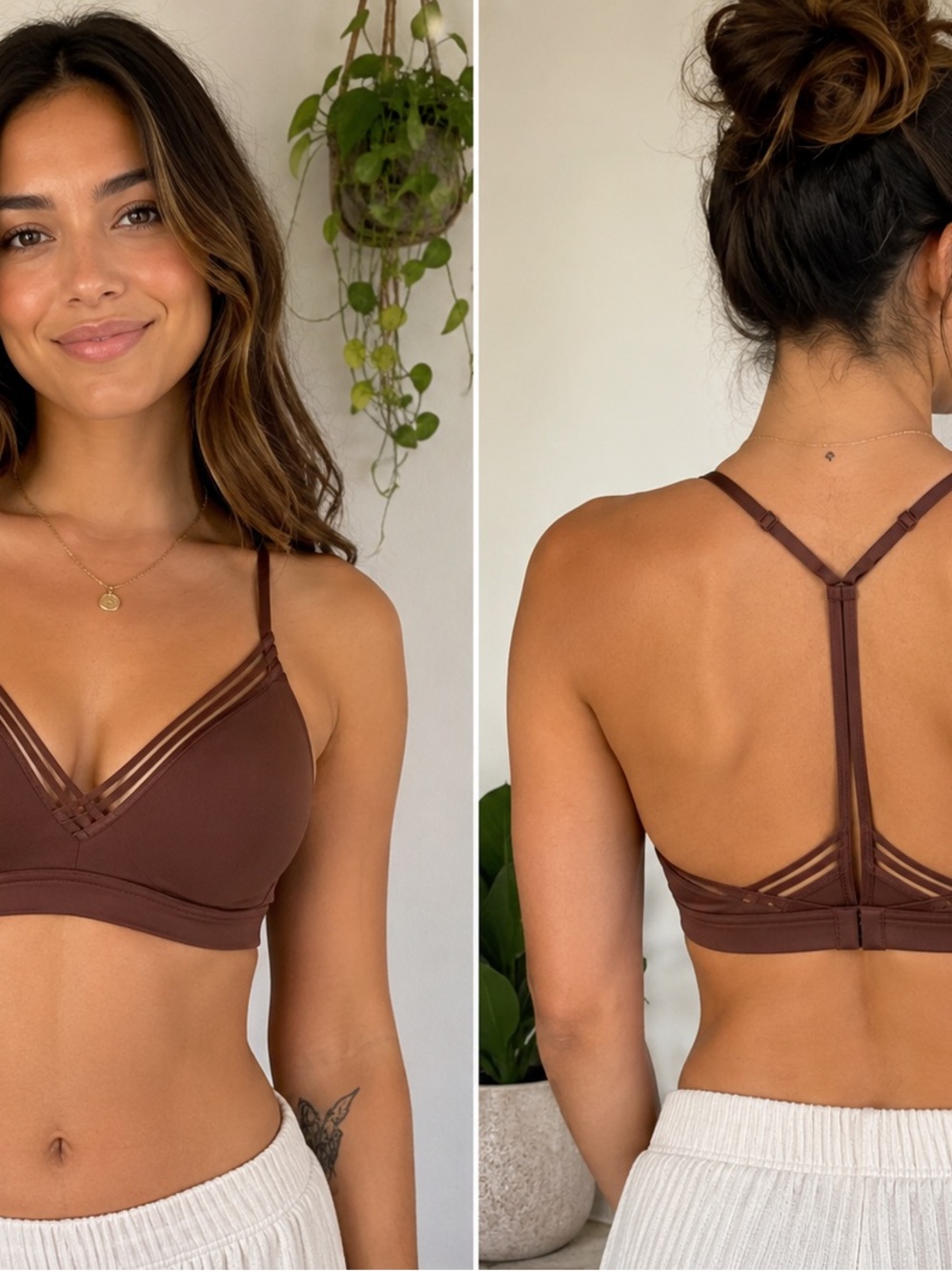 Athleta Wireless Strappy Bralette in Chocolate Brown